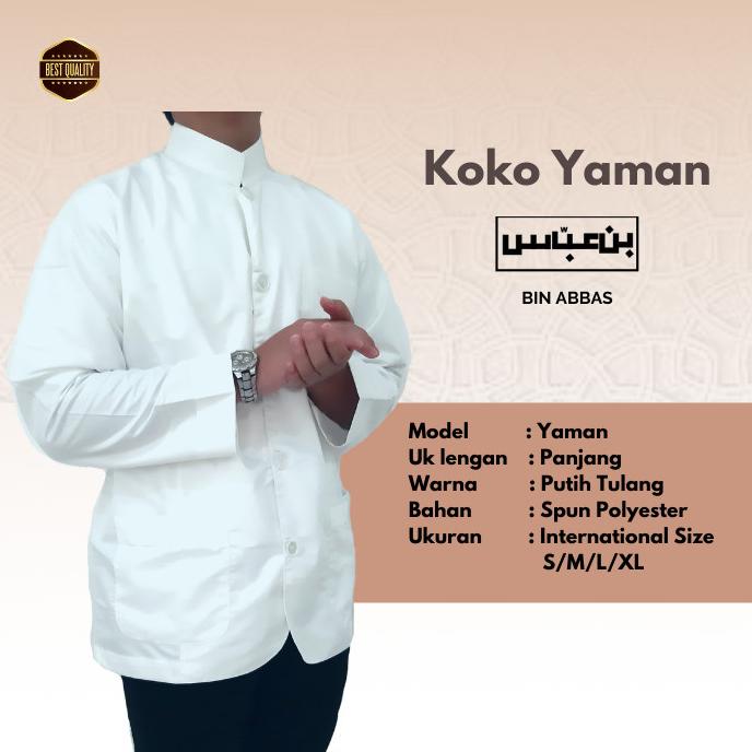 Baju/kemeja Koko Habaib/hadramaut bin abbas jumbo Putih Tulang