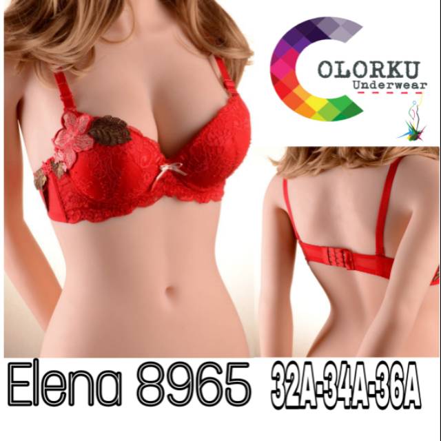BRA/BH ELENA BRUKAT BUNGA TIMBUL BUSA TEBAL  E.8965