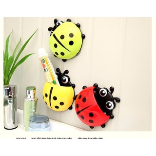 Ladybug Tempat Sikat Gigi &amp; Odol Tempelan Kamar Mandi - Holder Vacum Tempel Ladybug Toothbrush / Dispenser Odol Tempat Sikat Gigi Kumbang Random