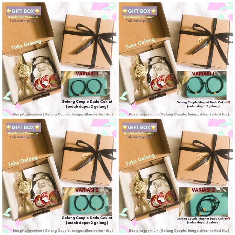 (Gift Box) Sepaket Box pita dan Gelang Couple Magnet Huruf