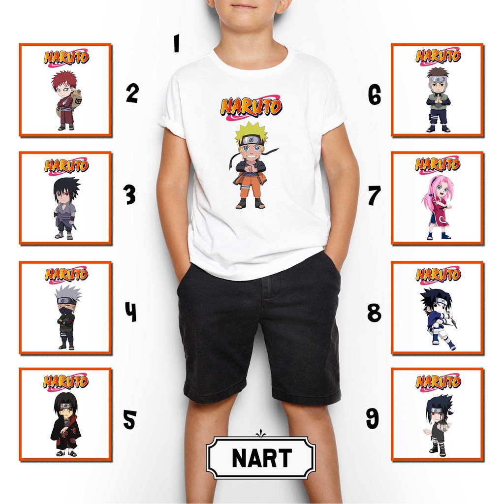 [KAOS ANAK] Naruto oblong custom tshirt laki perempuan boy girl santai rumah nama katun cotton