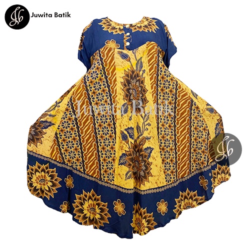 Juwita Batik - Daster Payung Jumbo LD 130 3XL Nirwarna Klok Pola Baju bumil Kancing Depan Busui