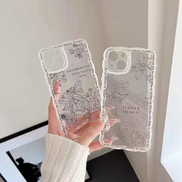 Soft Case TPU Transparan Motif Daun Untuk Iphone 13 Pro Max / 12 / 11 / XS / XR / X / 8 / 7 / 6 Plus Mini SE 2020