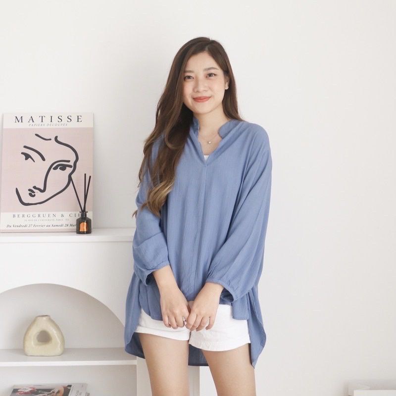 BLOUSE RAYON CRINCLE PREMIUM KEMEJA OVERSIZE SHIRT