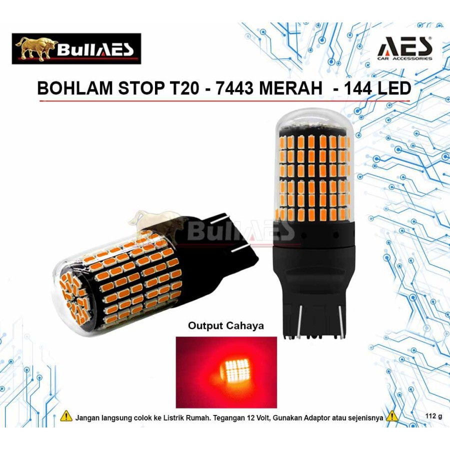 Lampu LED T20 7443 144 LED Superbright Bullaes I Lampu led stop Mobil