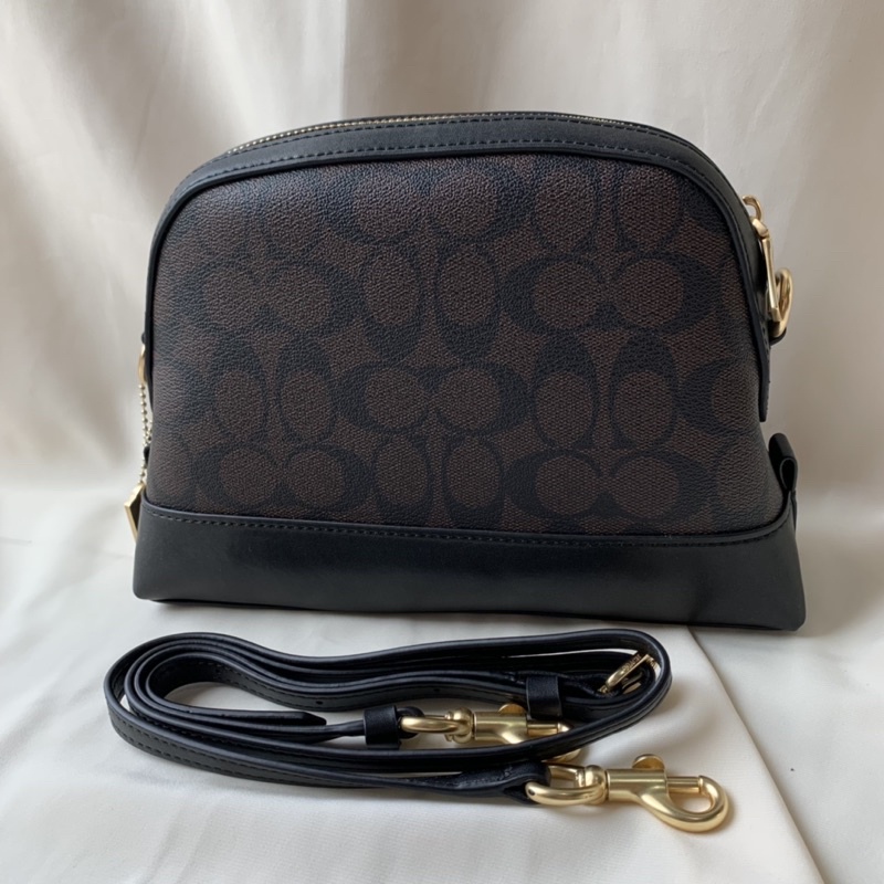 Coach Dome Crossbody Shoulder Signature Canvas Classic Brown Black (F76674)