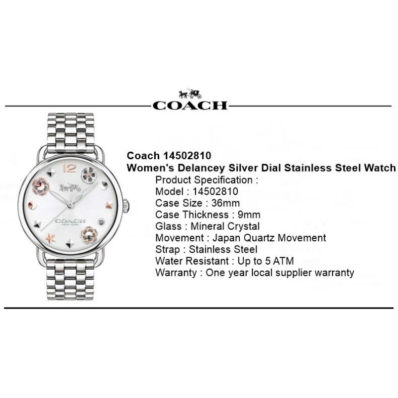 COACH WATCH DELANCE FOR LADIES STEEL (C14502810)