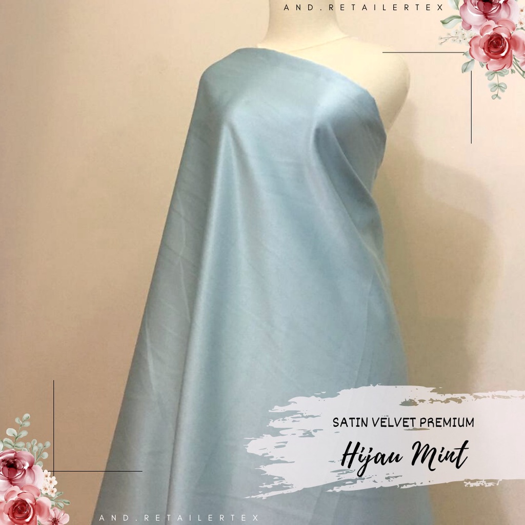 Bahan Kain Satin Velvet Premium Warna Hijau Mint Bahan Seragaman Furing Bisa Untuk Backdrop Background Foto Produk Aestetik