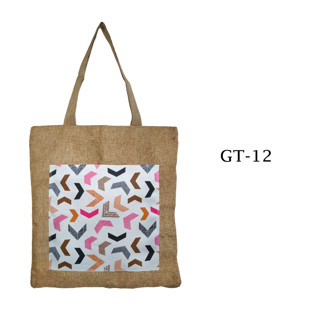 Tote Bag Goni Gail Dengan Kantong Depan Tas Tote 40x34cm Motif GT-12