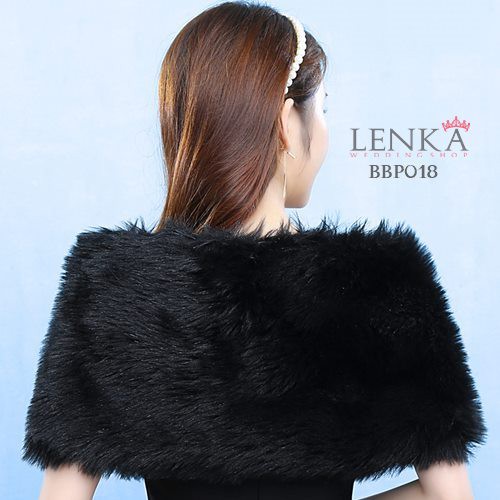 [PALING MURAH] WEDDING PESTA BOLERO BULU HITAM MODERN OUTER FUR WANITA BBP018