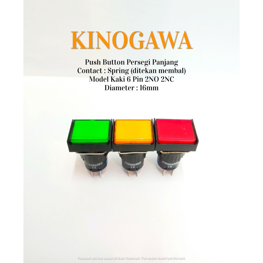 Jual Push Button Persegi Panjang 16mm 6 Kaki Spring KINOGAWA - Tombol ...