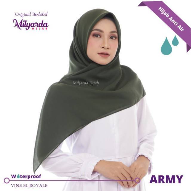 Milyarda Jilbab Anti Air army || waterplash hijab warna hijau army
