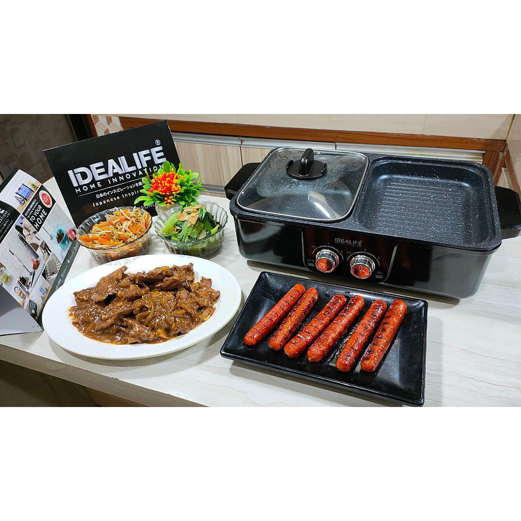 Idealife Pemanggang BBQ - Electric Grill Shabu - Alat Panggang Listrik - Panggangan Elektrik IL-116D