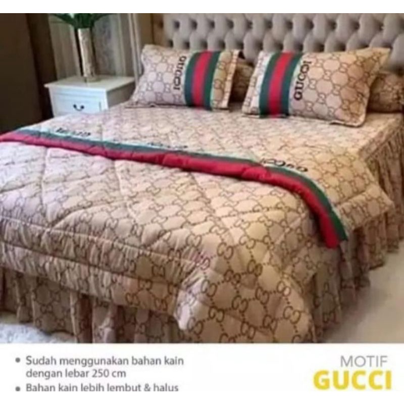 sprei rumbai set bedcover motif bunga tulip ukuran 180*200*20 bahan katun loka