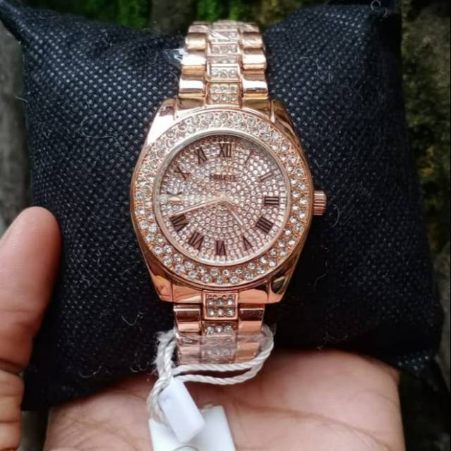 JAM TANGAN WANITA PERMATA MIRETE ANTI AIR _JAM TANGAN WANITA RANTAI STAINLIS