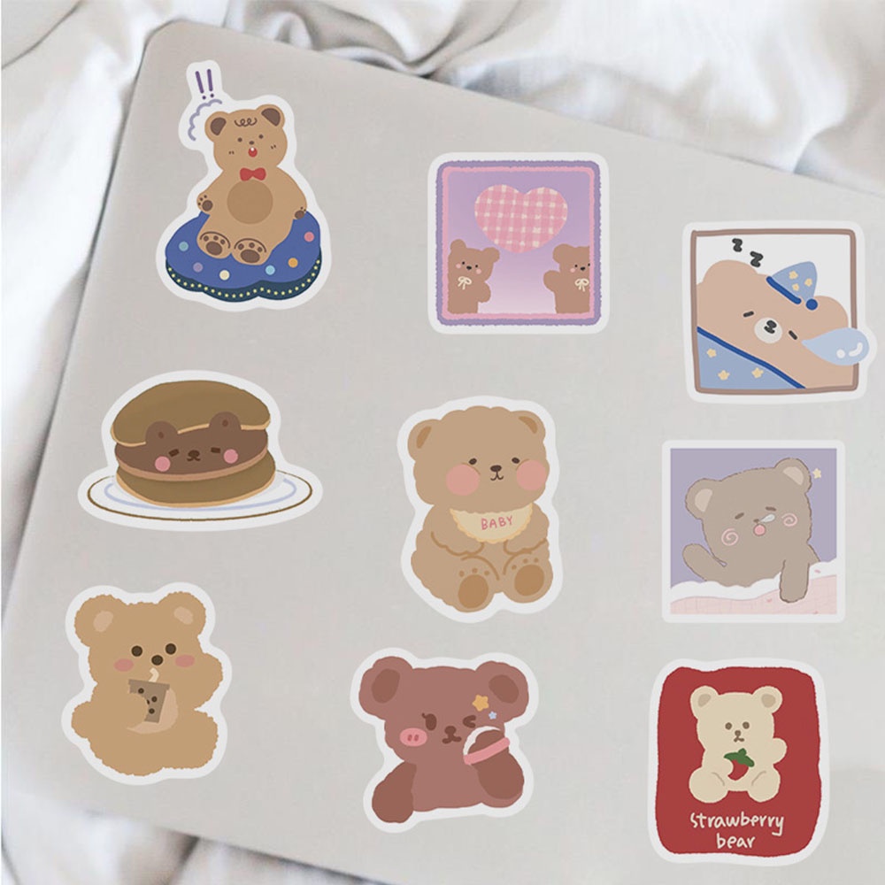 【COD Tangding】102pcs / Set Stiker Graffiti Kartun Beruang Gaya Korea Anti Air Untuk Dekorasi Koper / Motor / Notebook