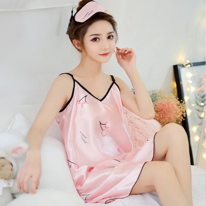 ⊙Baju Tidur Wanita Xia Bingsi Mahasiswa Korea Suspender Lucu Seksi Simulasi Sutra Musim Panas Kartun