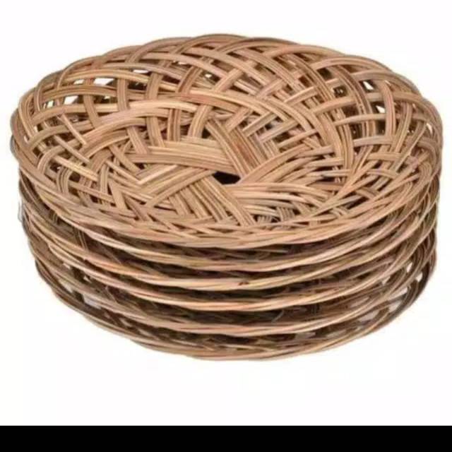Piring  Lidi Anyaman Bambu Murah Tempat Wadah Saji/Piring Anyaman Kelapa Sawit