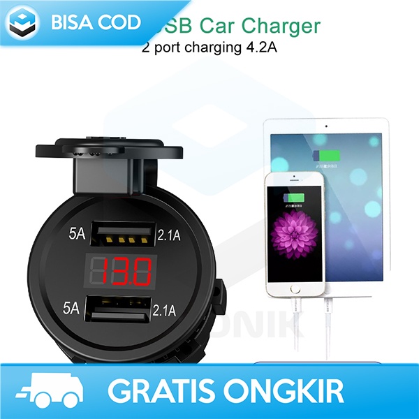 CHARGER USB TEMPEL MOTOR GOJEK GRAB TAHAN AIR 5A CHARGING SMARTPHONE