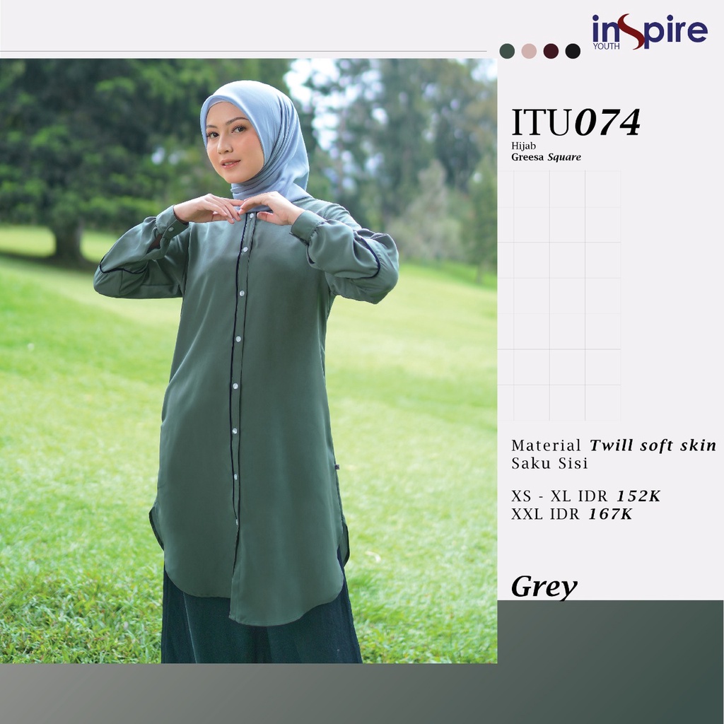 Inspire Tunik ITU 74 Bahan Twill Soft Skin Atasan Polos Simple Model Terbaru