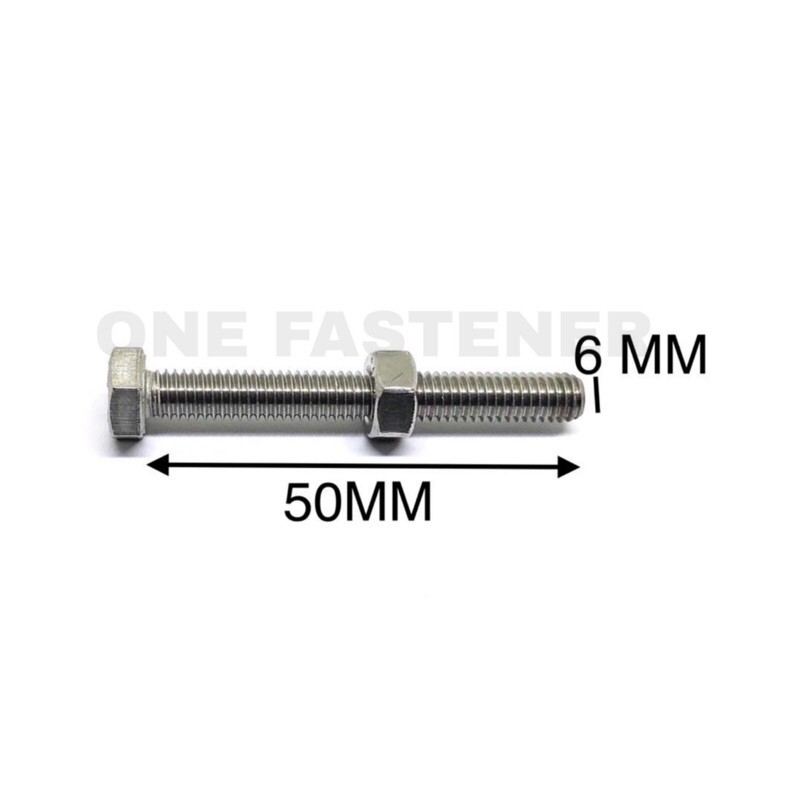 Baut Mur M6x50 Stainless Steel Anti Karat Bolt Sus 304 Baut 10