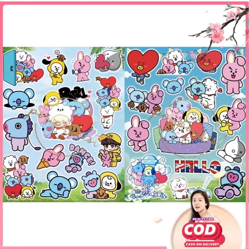 [BF] STICKER BTS BT21 LEBAR KPOP KOREA STIKER TEMPELAN DINDING KARAKTER ARMY BANGTAN BOYS LUCU
