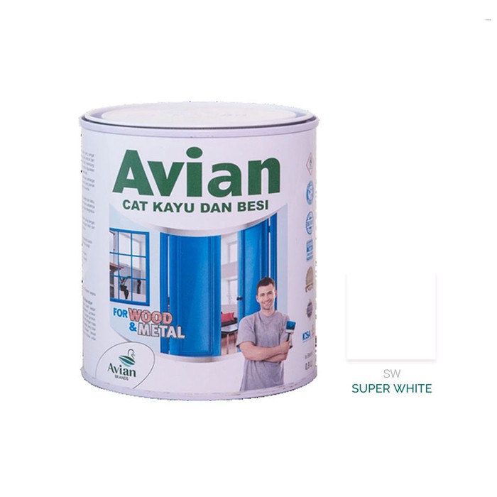 Cat Kayu dan Besi Avian High Gloss Enamel (Cepat Kering) Super White