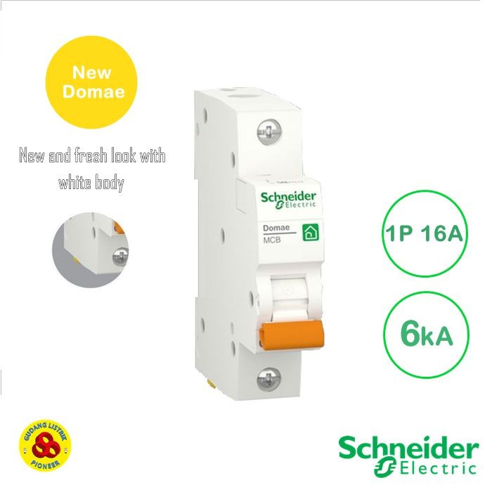 Schneider MCB 1P 16A 6kA New Domae MCB Breaker 1 Phase 16 Amp 6kA