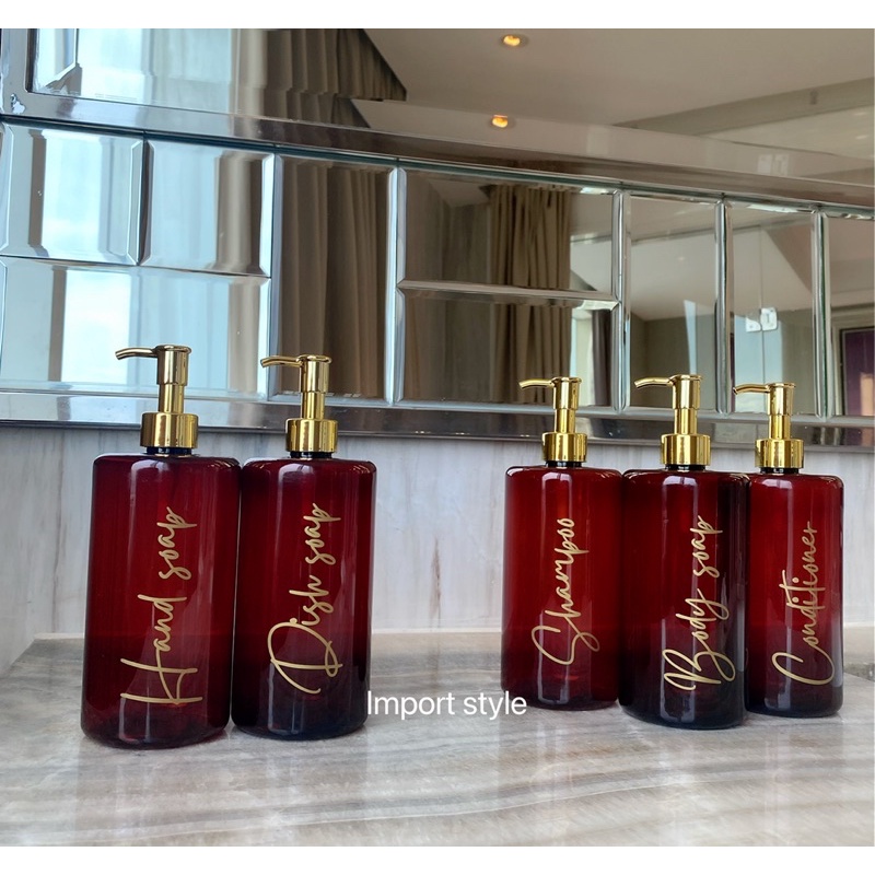 botol COKLAT N24 500ml GOLD NEW LUXURY . aesthetic bottle minimalist refill organizer tempat sabun cair pump estetik