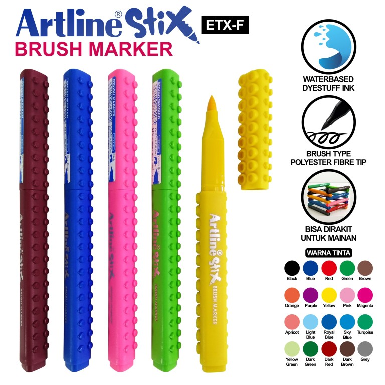 

[PCS] ARTLINE STIX BRUSH MARKER ETX-F BRUSH PEN SPIDOL WARNA*
