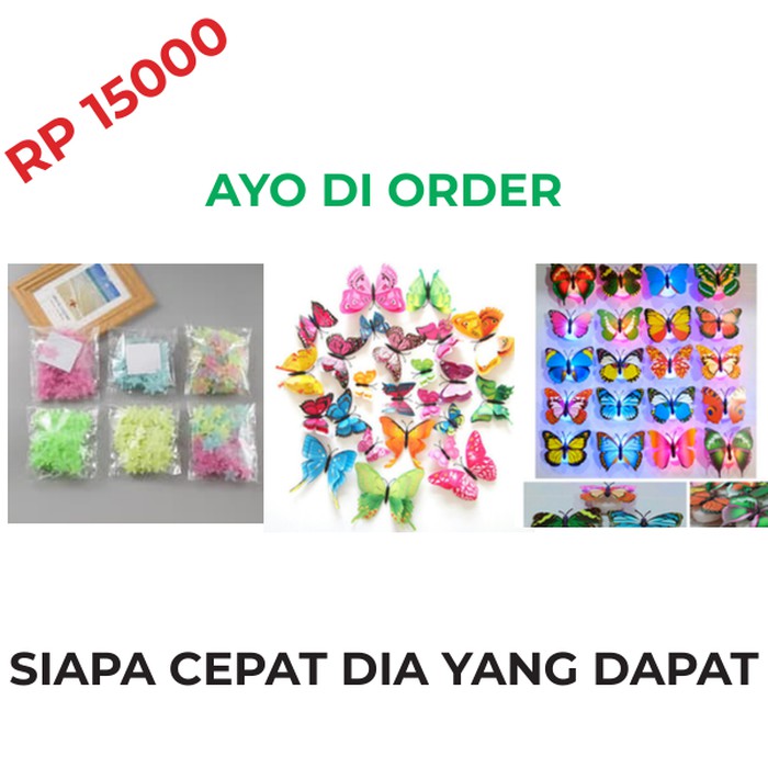 dekorasi Kupu Kupu Lampu Bunglonsticker isi 100sticker kupu-kupu 3d
