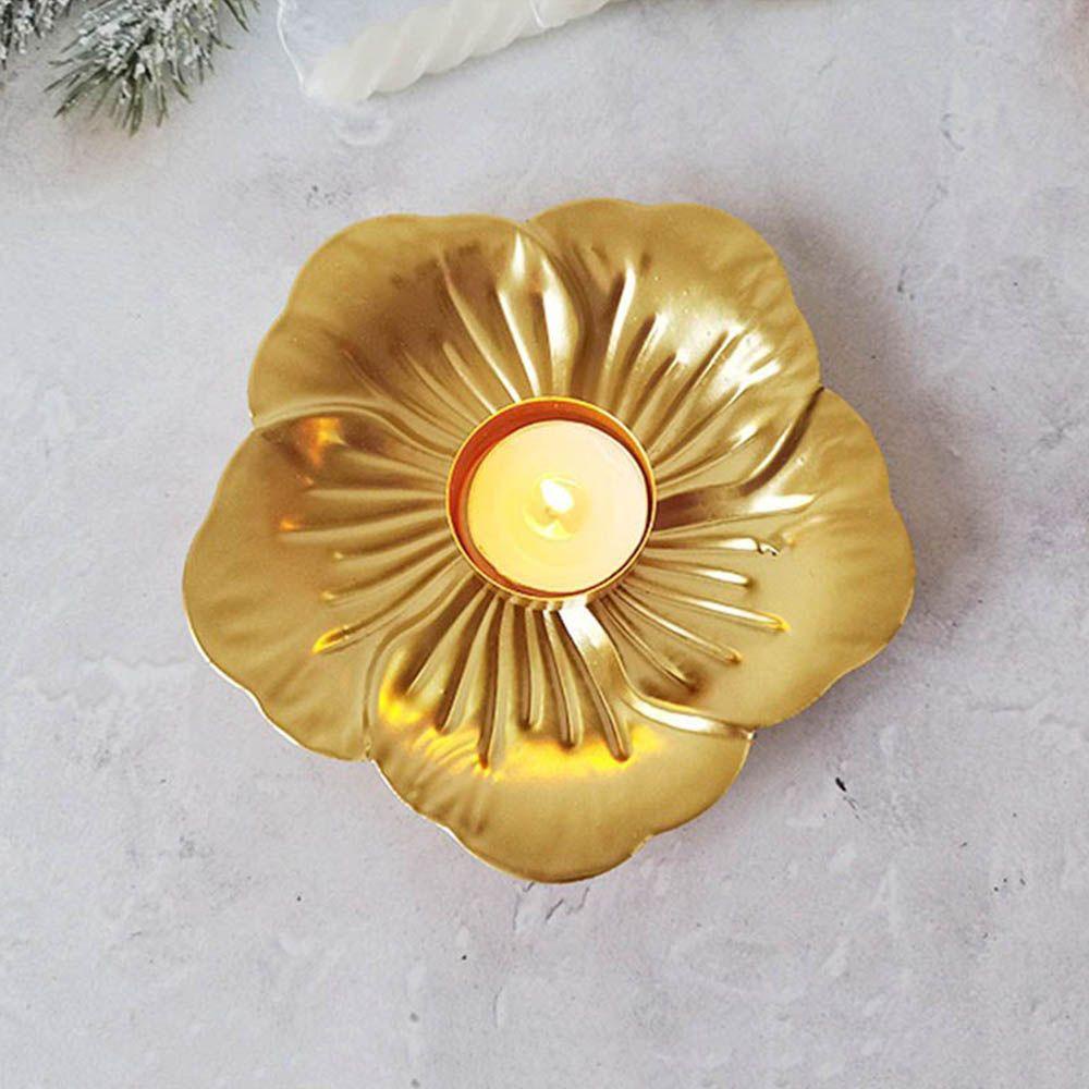 Solighter Candle Holder Besi Tempa Desktop Ornamen Bar Cafe Lilin Menyala Daun Kura