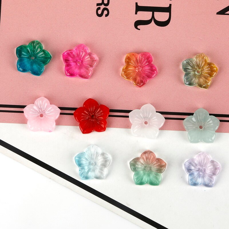 13x13mm Kaca Lima Bunga Bentuk Ceko Beads Lubang 1.5mm untuk Liontin Anting-Anting Perhiasan Membuat Perlengkapan