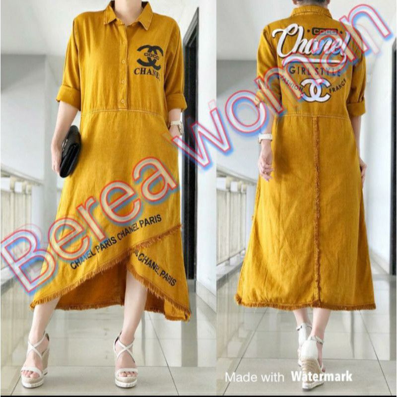 TUNIK COCO CHANEL YELLOW by Berea Woman | Tunik Jeans Premium | Hijab Fashion