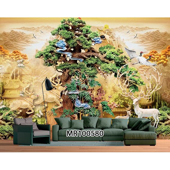 WALLPAPER 3D DINDING PHOTOWALL MURAL MOTIF PEMANDANGAN POHON