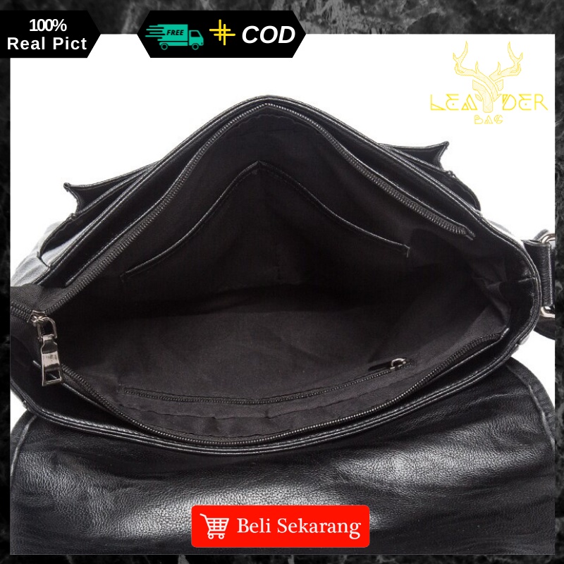 Tas Selempang Kulit Pria Model Terbaru Warna Hitam Berkualitas Atau Tas Messenger Laptop Import B10