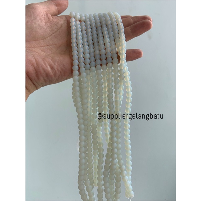 batu 6mm moonstone DOFF opalite akik tembus senter rencengan LANGKA