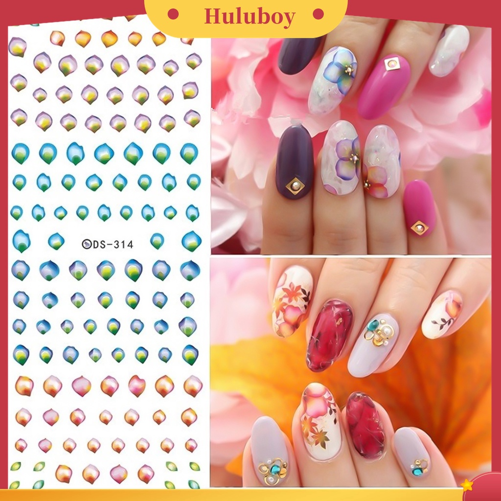 Huluboy Huluboy♡ 1 Lembar Stiker Decal Transfer Air Motif Bunga Untuk Manicure DIY