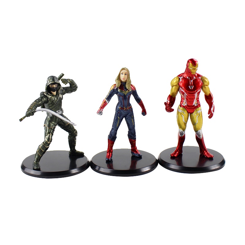 8pcs / lot Mainan Action Figure Avengers Infinity War Iron Man Thanos Captain America Antman Bahan PVC Ukuran 8-11cm