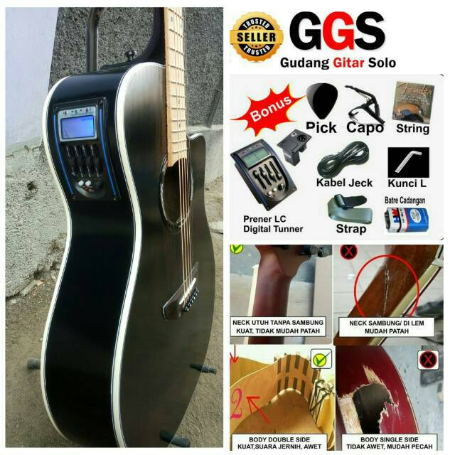 GITAR AKUSTIK ELEKTRIK yamaha apx50011 copy dobel run tanam besi import