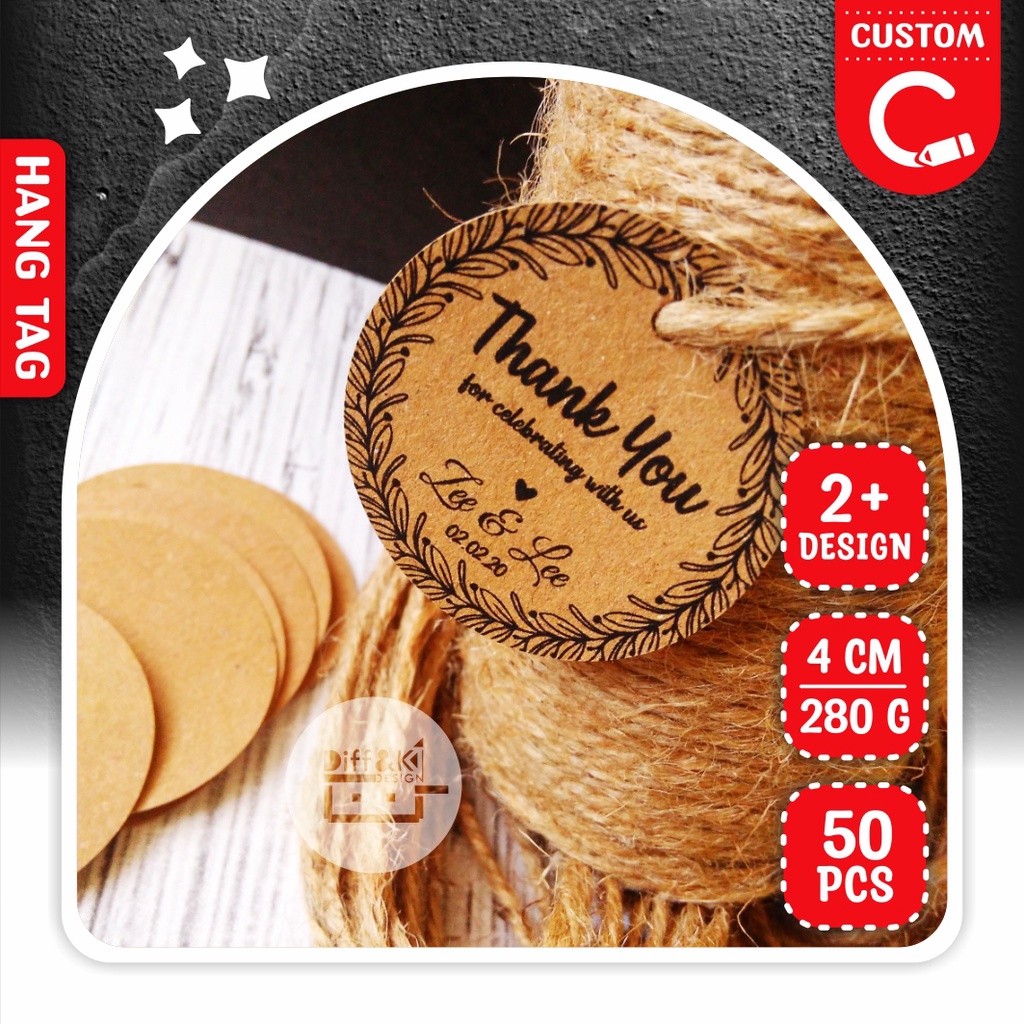 

Label Hang Tag Bulat 4cm 50pcs CUSTOM Kraft Rustic Vintage Wrapping Packaging Souvenir Pernikahan D