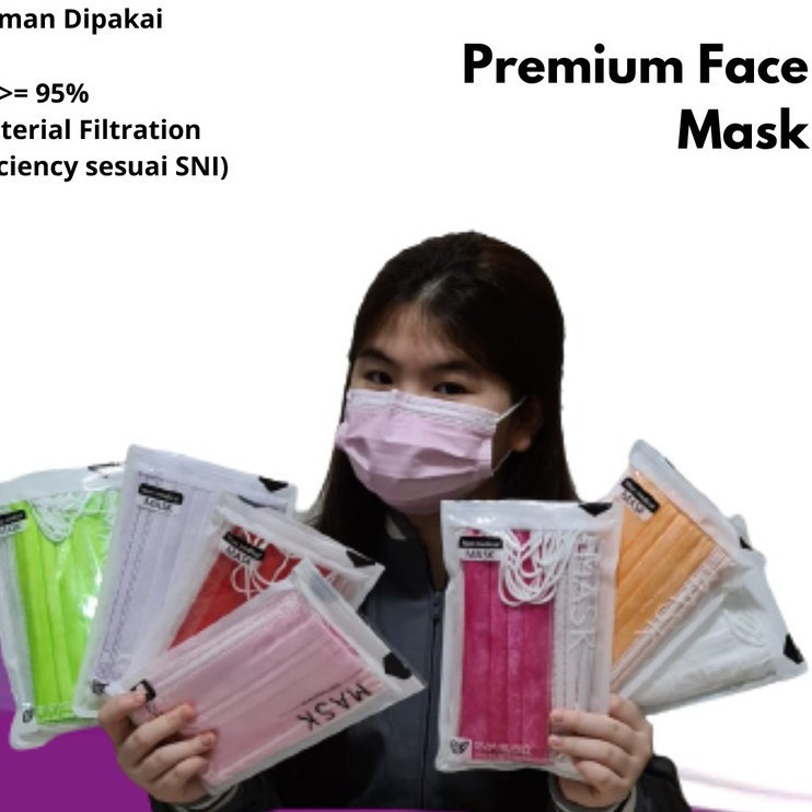 Masker Warna Earloop 3 Ply - Masker Warna Earloop 3Ply isi 10pcs-Random