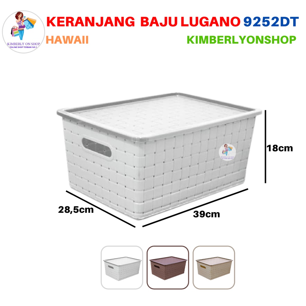 Keranjang Pakaian Serbaguna Lugano + Tutup Plastik 9252 DT L Hawaii