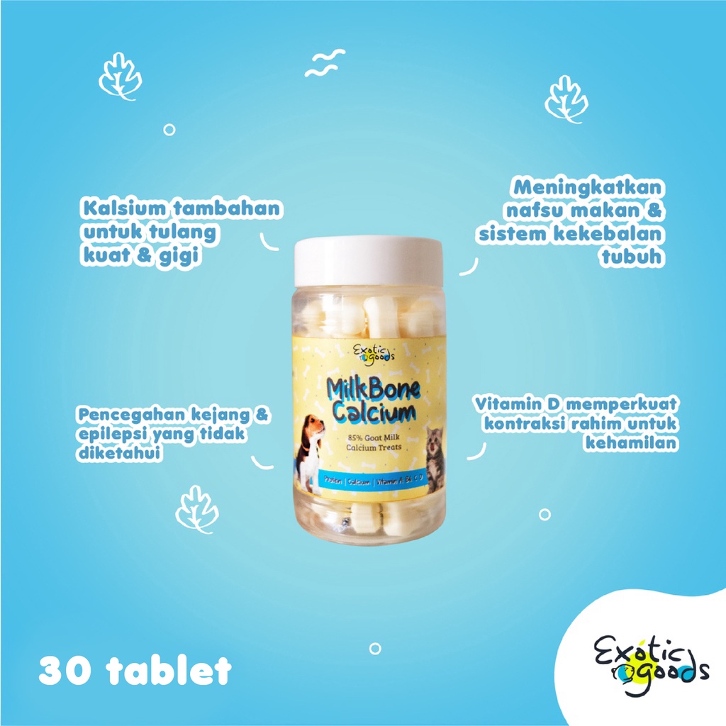 MILKBONE CALCIUM 30 tablet SNACK SUSU KALSIUM TABLET VITAMIN KALSIUM ANJING VITAMIN KALSIUM KUCING VITAMIN TULANG ANJING VITAMIN TULANG KUCING KALSIUM SUSU KAMBING GOAT MILK TABLET VITAMIN KALSIUM HEWAN UNTUK TULANG