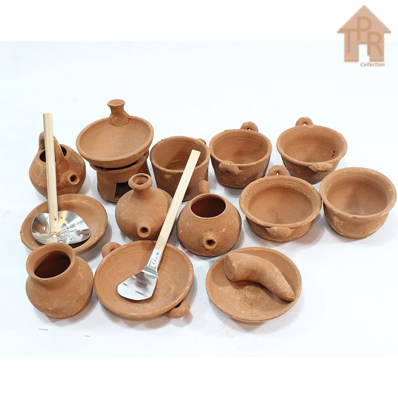 Terakota - Set Mainan Mini Gerabah Masakan Terakota + Krat Kayu
