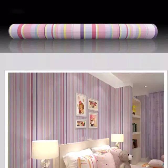 Wallpaper Dinding Motif Pelangi Hijau Ukuran Panjang 10Meter x Lebar 45Cm
