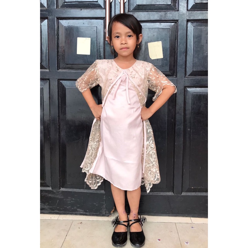 (Pasti realpict) Dress Anak Daisy 6-9th Brokat Tulle Tile Bordir Glitter / Dres Pesta 6 7 8 9th