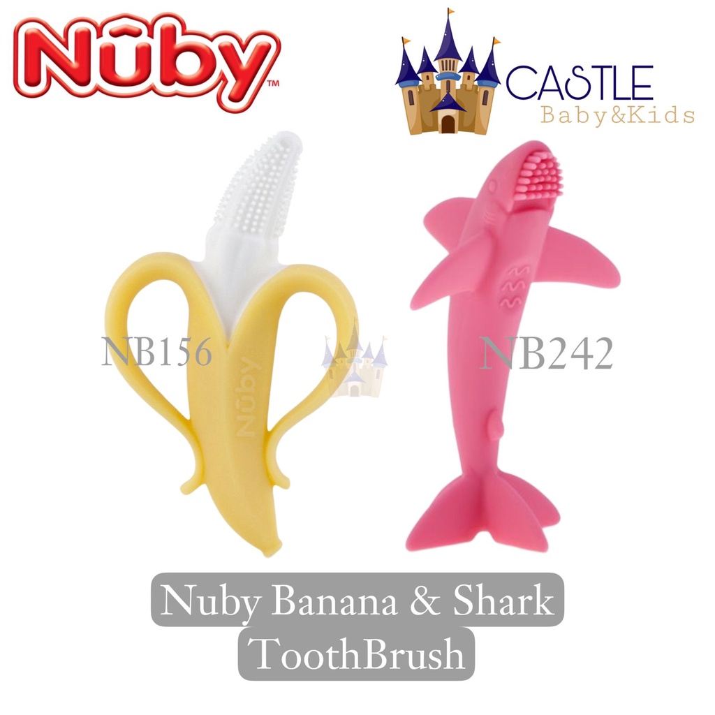NUBY - Banana Toothbrush - Shark Sensory PLay - Gigitan Bayi - Teether Nuby