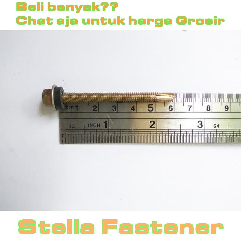 6 pcs Baut Roofing M5 x 60 Sekrup / Skrup / Baut / roofing halus / ruping Atap   Grosir Baut