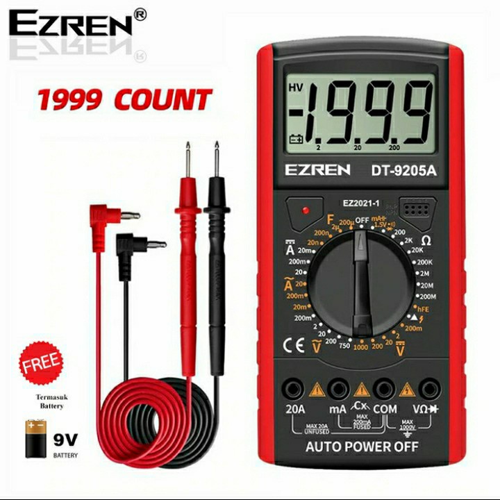 EZREN DT-9205A MULTIMETER AVOMETER MULTITESTER DIGITAL AC / DC